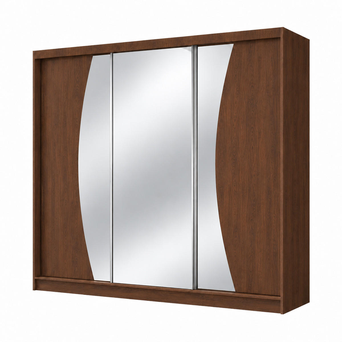 KLEIDERSCHRANK Nox 240 cm Nussbaum Warmia Spiegel 4 Schubl. Griffe schwarz - Nussbaumfarben, Holzwerkstoff (240/216/61cm) - KS Home Concept