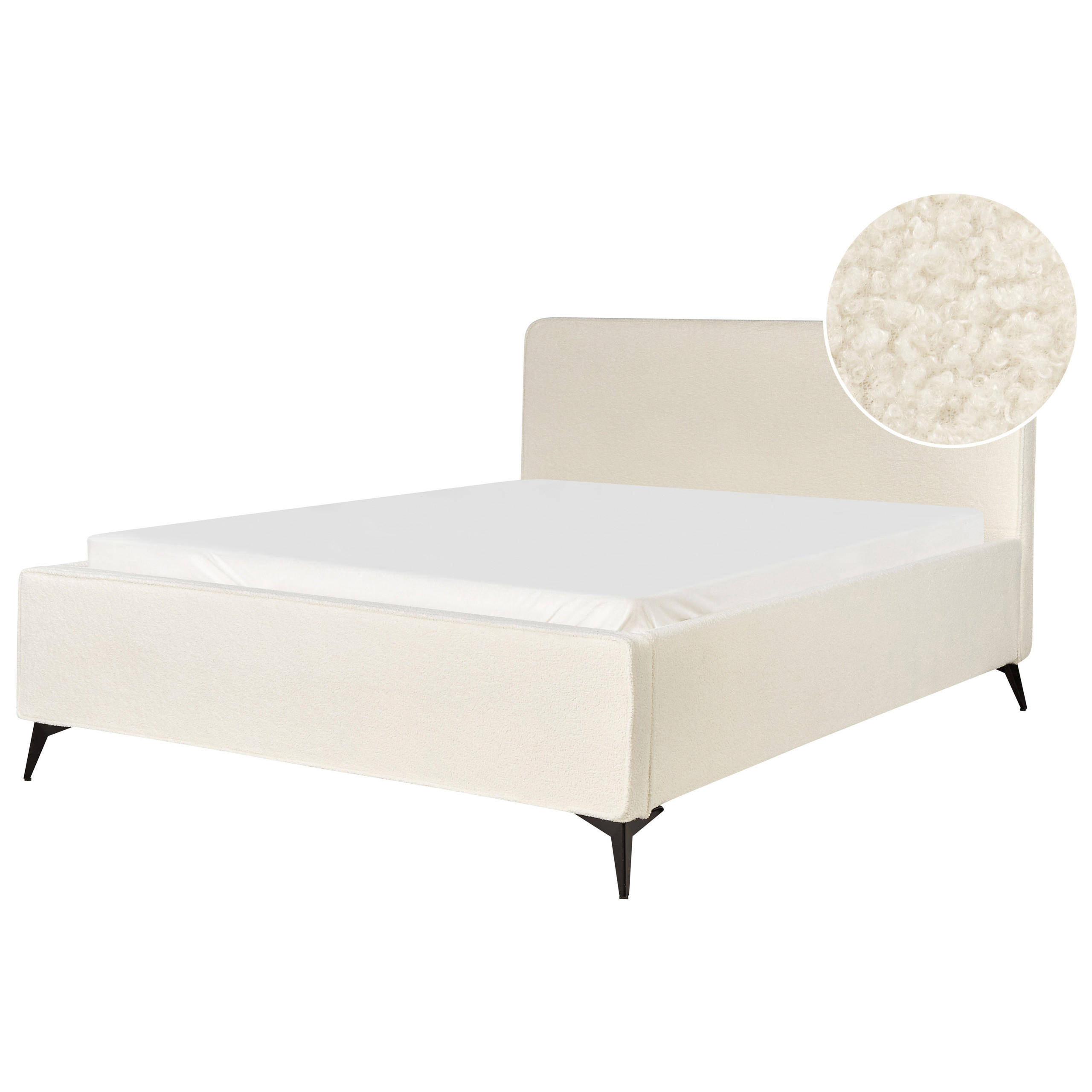 POLSTERBETT mit Lattenrost 160x200 cm Weiß Valognes - Creme, Textil (160/200cm) - Beliani