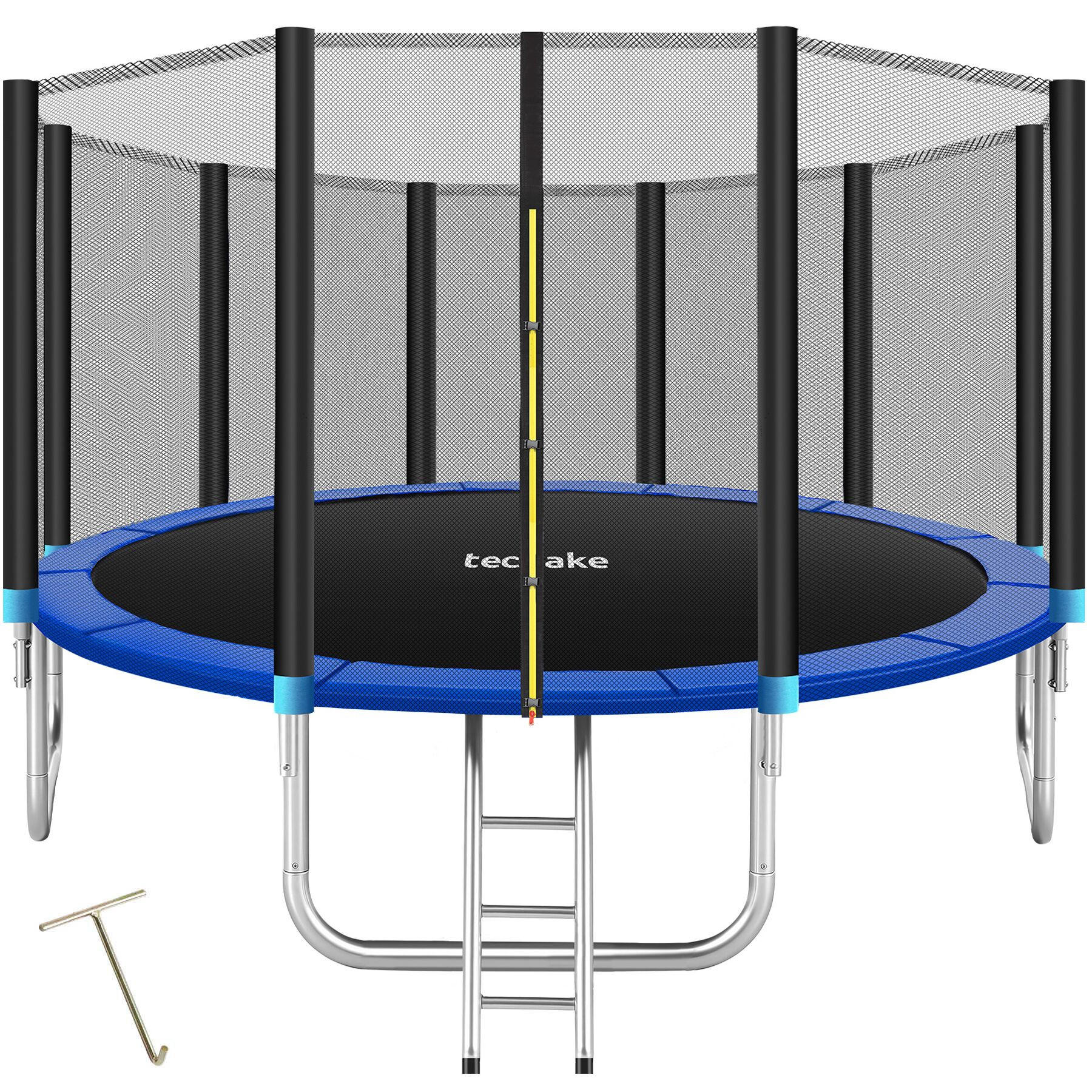 TRAMPOLIN Garfunky, inklusive Einstiegsleiter, schwarz/blau - Blau/Schwarz, Metall (457/269/457cm) - tectake