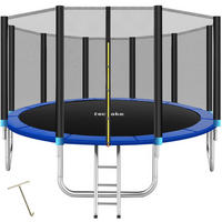 TRAMPOLIN Garfunky, inklusive Einstiegsleiter, schwarz/blau - Blau/Schwarz, Metall (457/269/457cm) - tectake