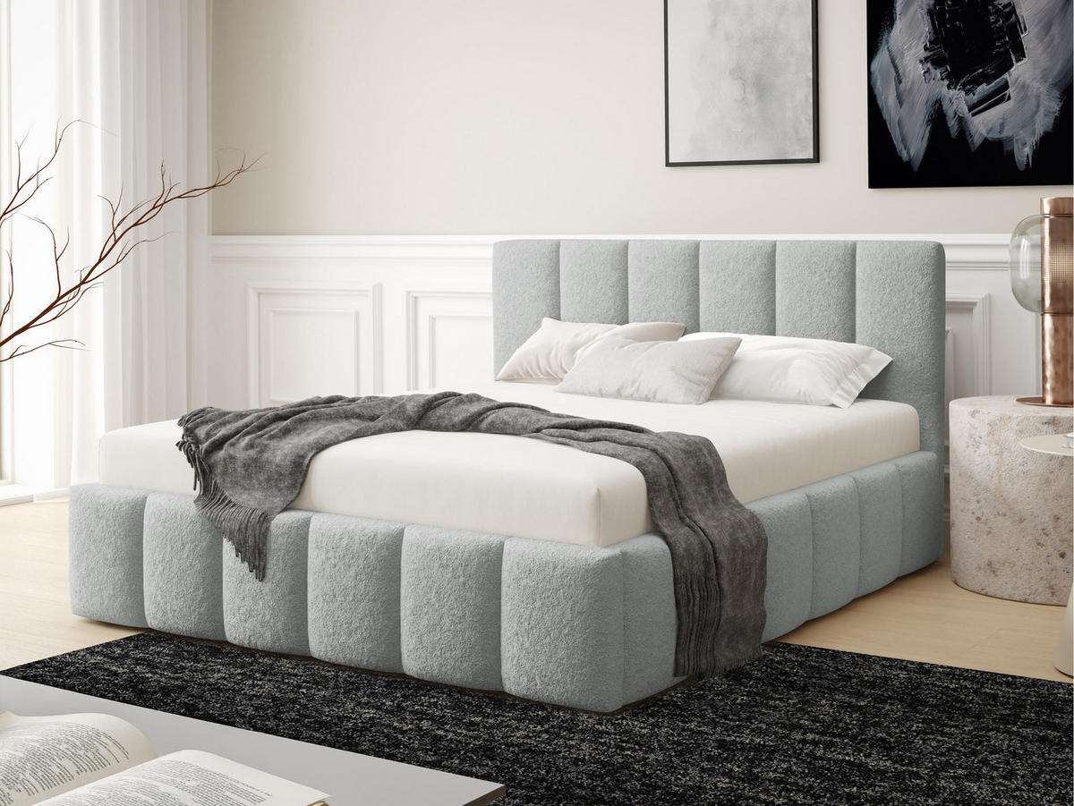 POLSTERBETT Lunaro - Hellgrau, Holz/Textil (160/200cm) - MIRJAN24
