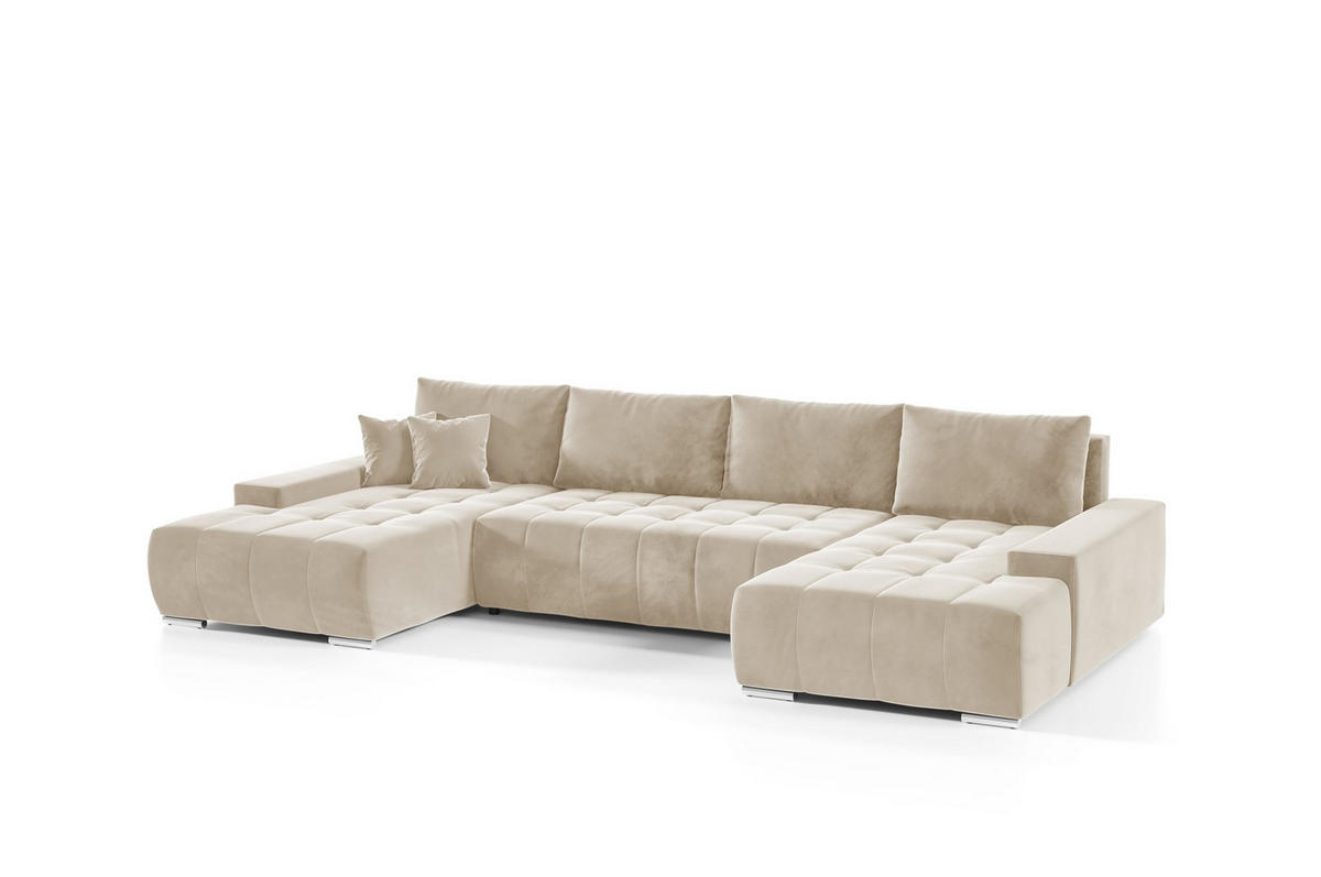 WOHNLANDSCHAFT Vogar In Monolith - Beige, Holzwerkstoff/Textil (350/85/185cm) - Fun Möbel