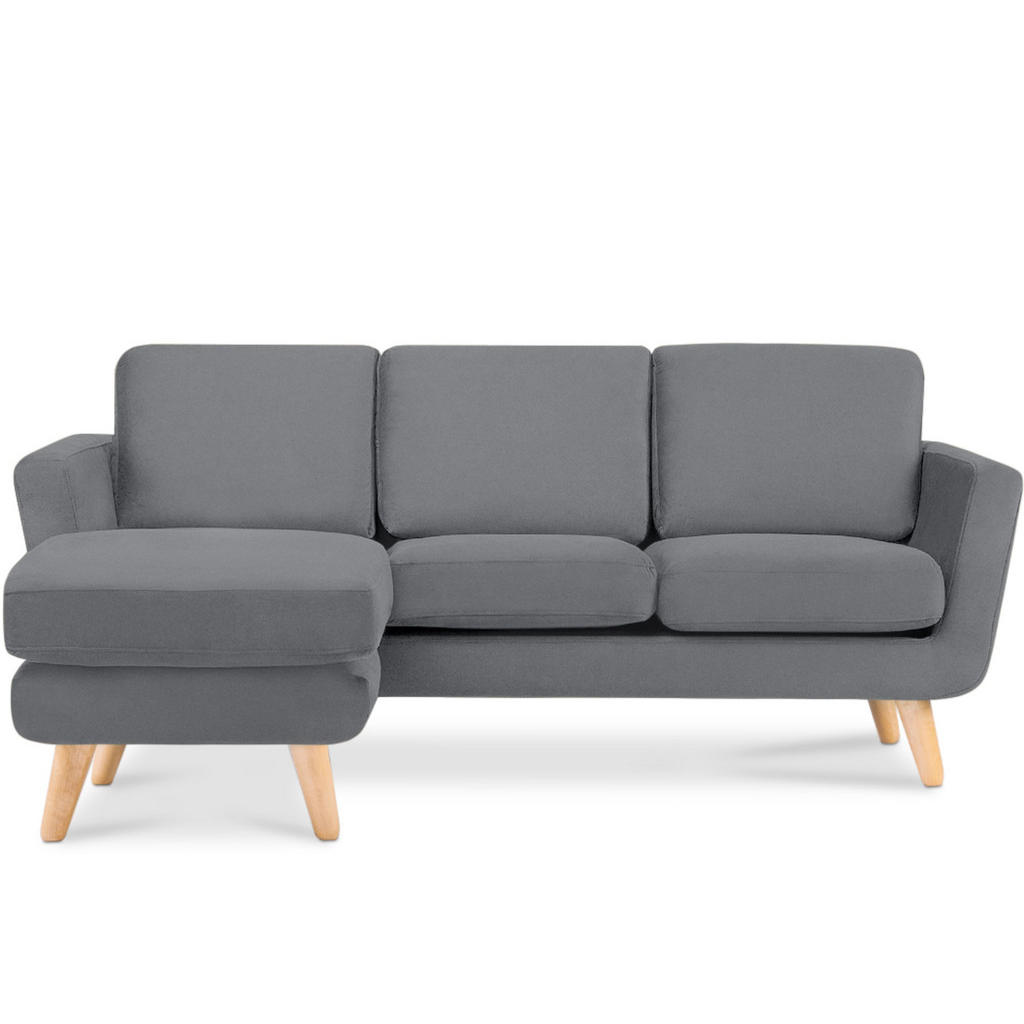 Thumbnail - Konsimo® 3-Sitzer-Ecksofa-Links, Grau, Textil, L-Form, 190x151 cm, FSC 100%, Hergestellt in Europa, Wohnzimmer, Sofas & ...