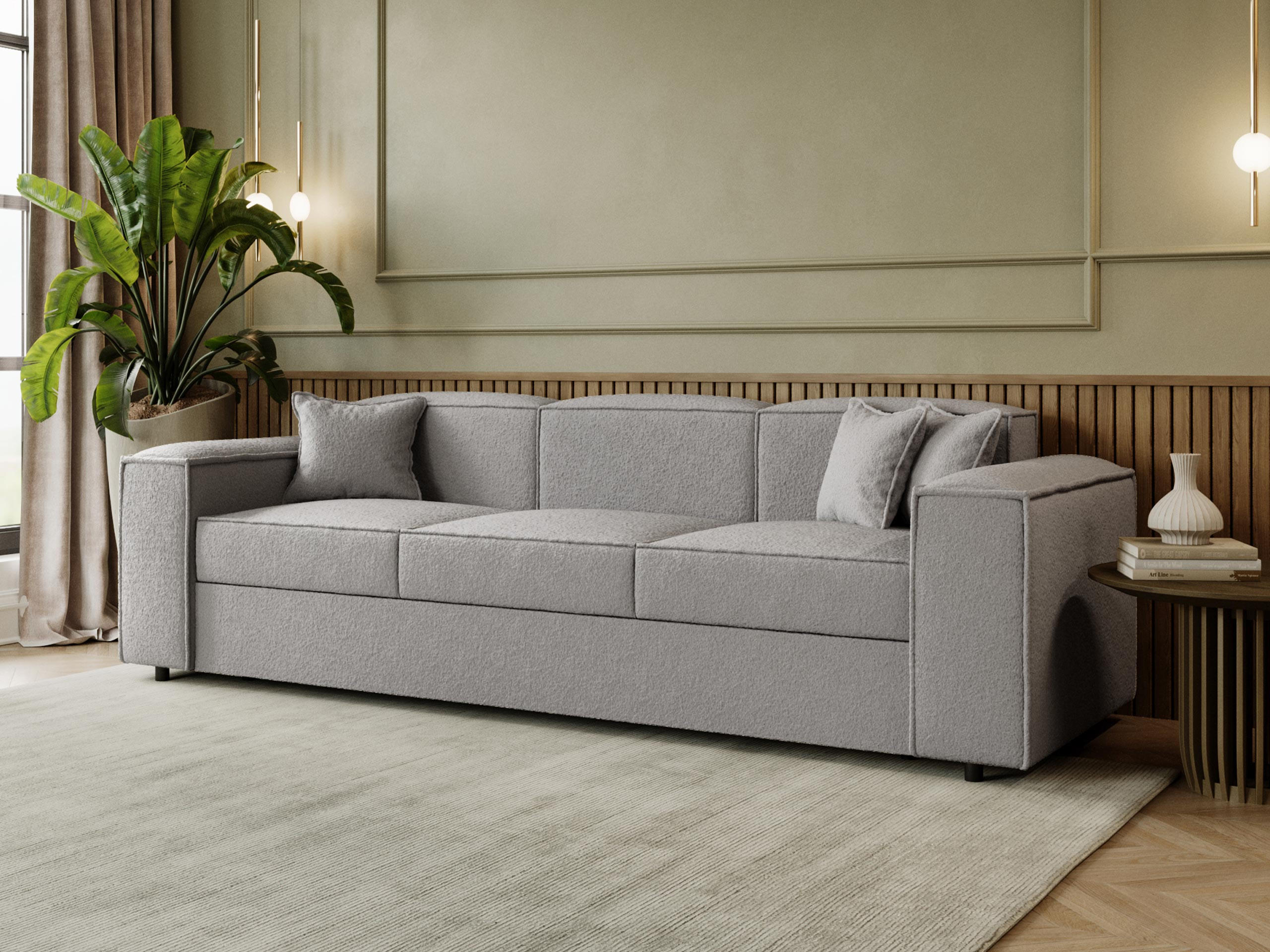 SCHLAFSOFA Santos Boucle - Schwarz/Grau, Holzwerkstoff/Kunststoff (252/79/88cm) - MIRJAN24