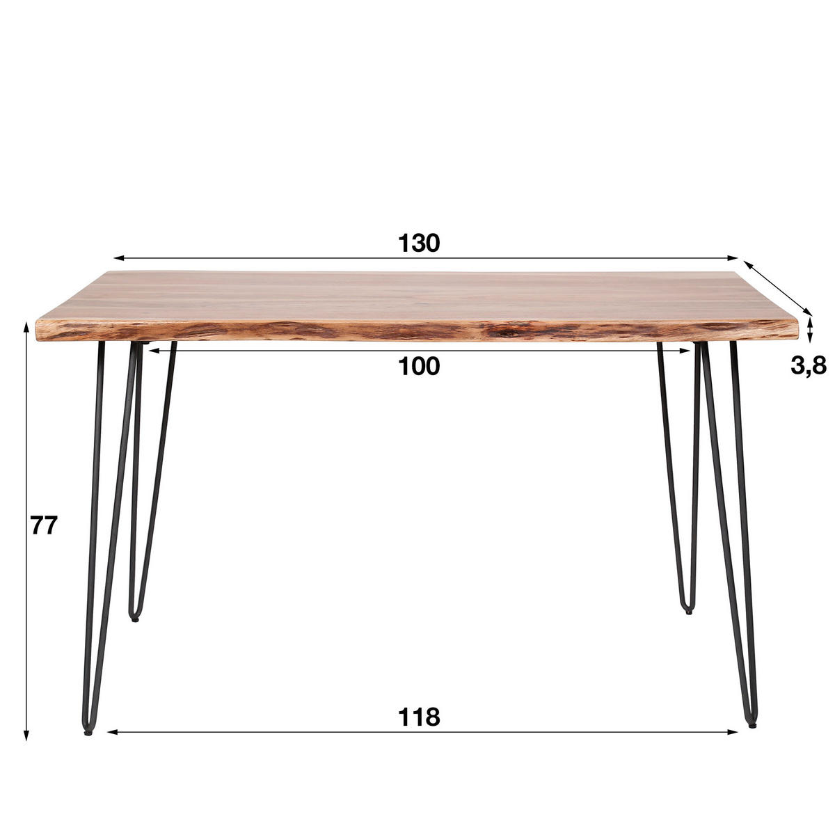 ESSTISCH Edge Braun 130/70/77 cm - Braun, Holz (130/70/77cm) - Hoyz Collection