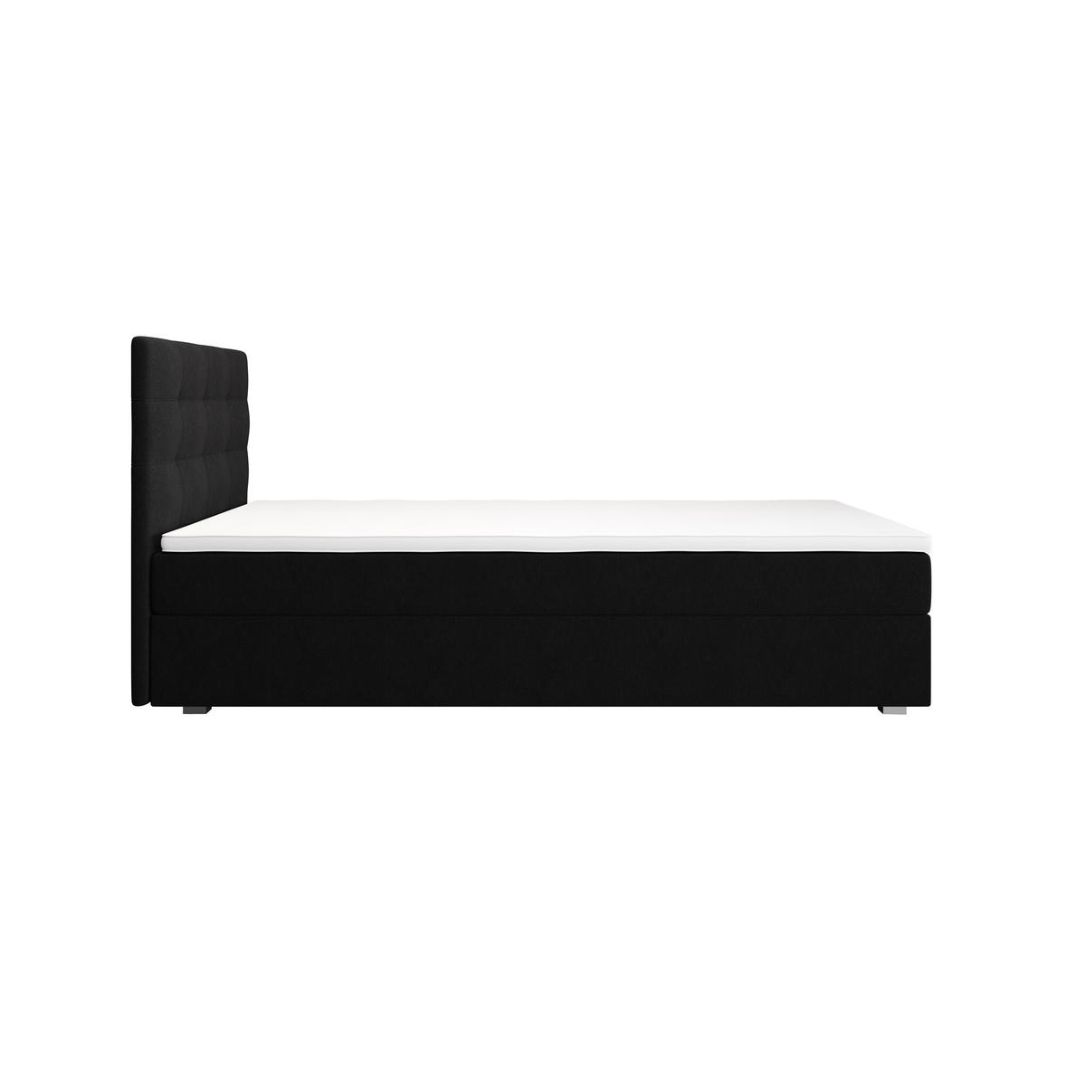 BOXBETT FADO 11 120x200, mit Matratze H3, Bonell und Topper, Cosmic 100 - Schwarz, Holz/Kunststoff (120/200cm) - Bedante
