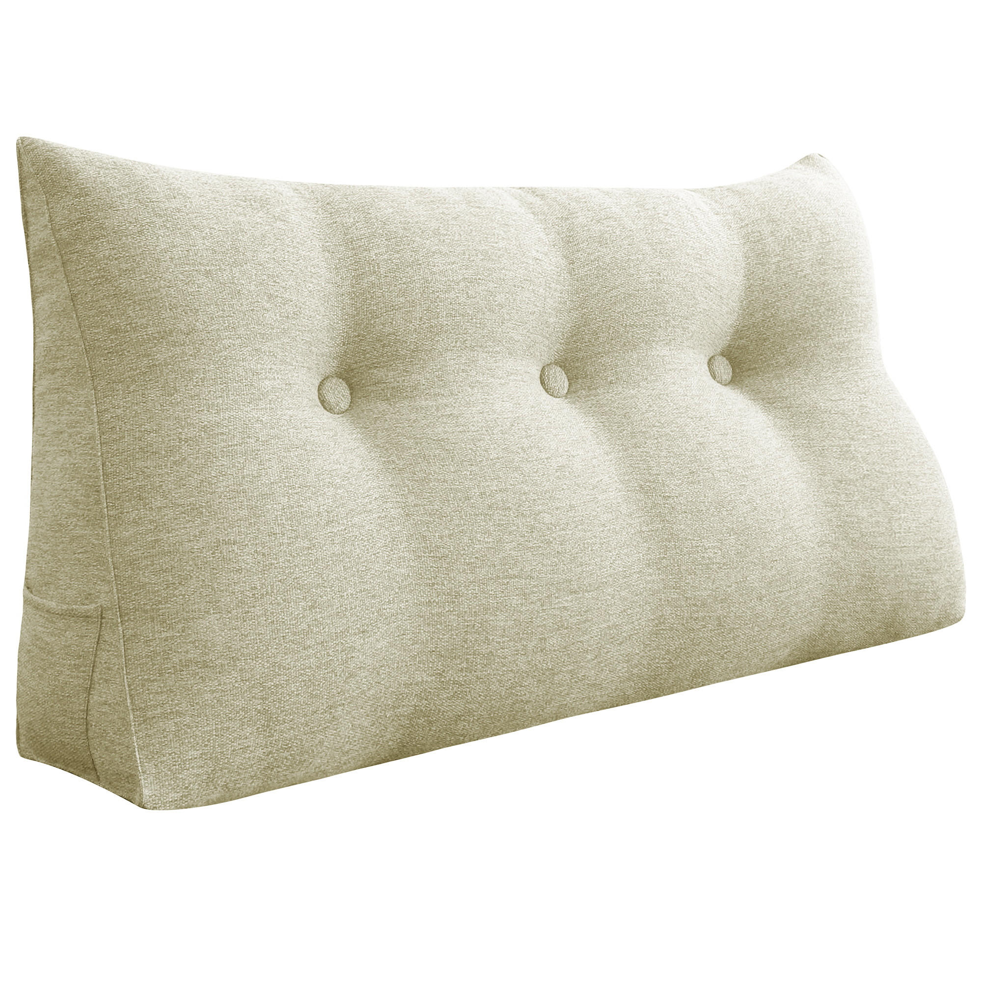 RÜCKENKISSEN für Bett Leinenlook Weiß 100 cm - Weiß, Textil (50/100cm) - Vercart