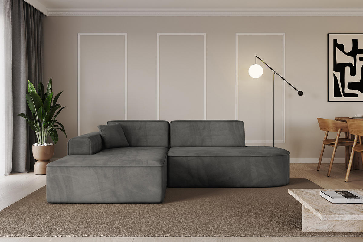 ECKSOFA Ottomane Links IREA-L1-v3 - 232x165x77 cm Ecru - Anthrazit, Holzwerkstoff/Textil (232/165cm) - ALTDECOR