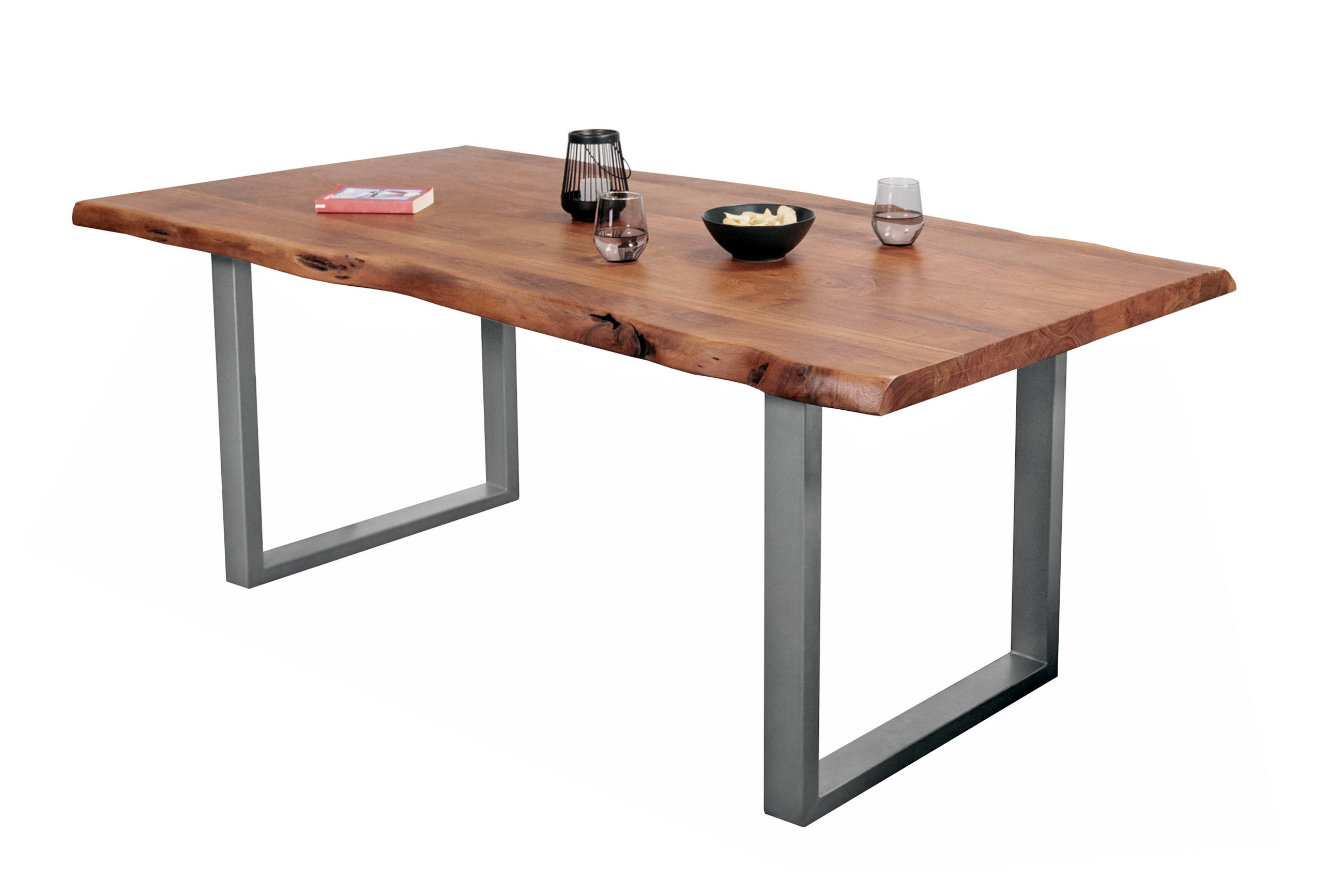 ESSTISCH CALI - Silberfarben/Braun, Holz/Metall (100/280/77cm) - SAM