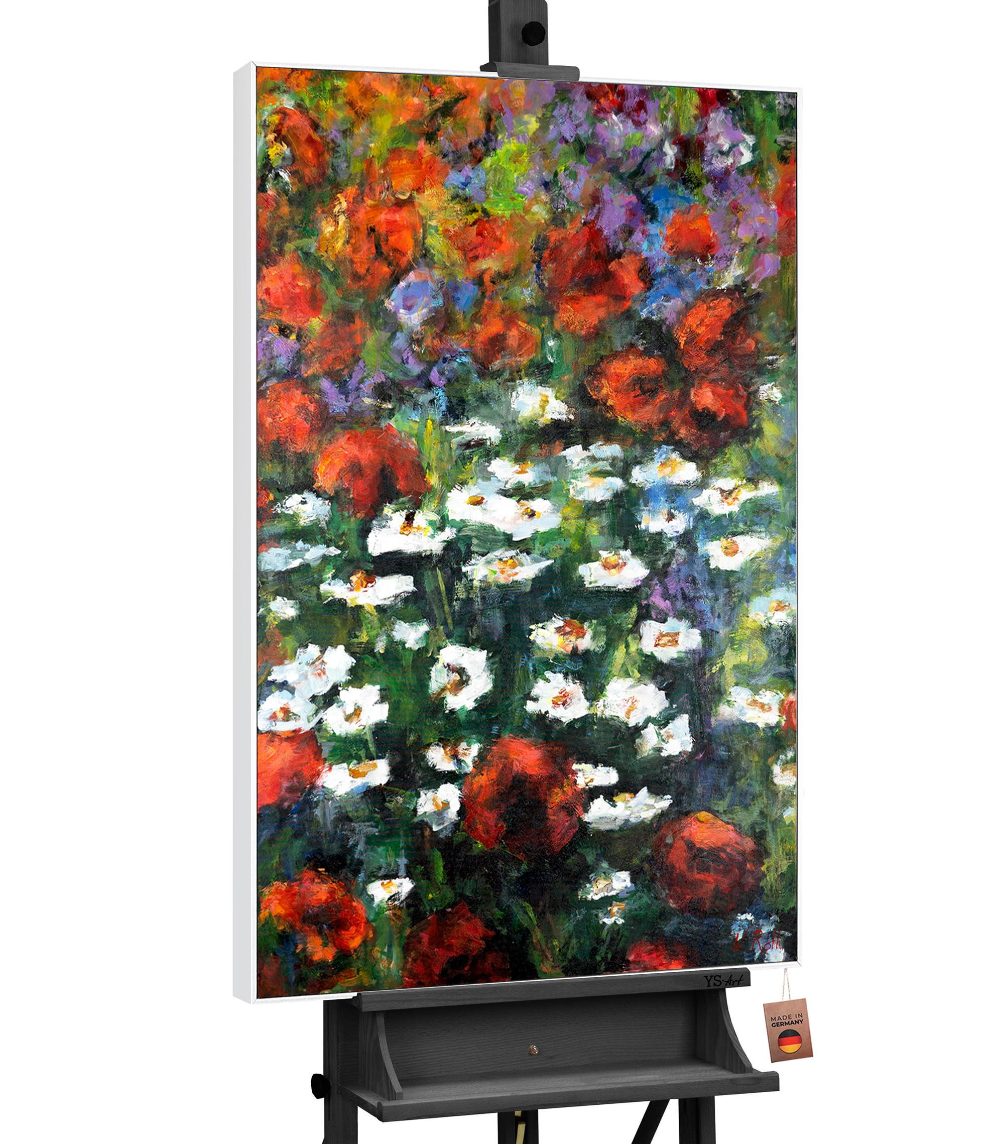 GEMÄLDE Blühende Weiten Schattenfugenrahmen Weiß 120x80 cm - Weiß, Holz (120/80cm) - YS-art gallery