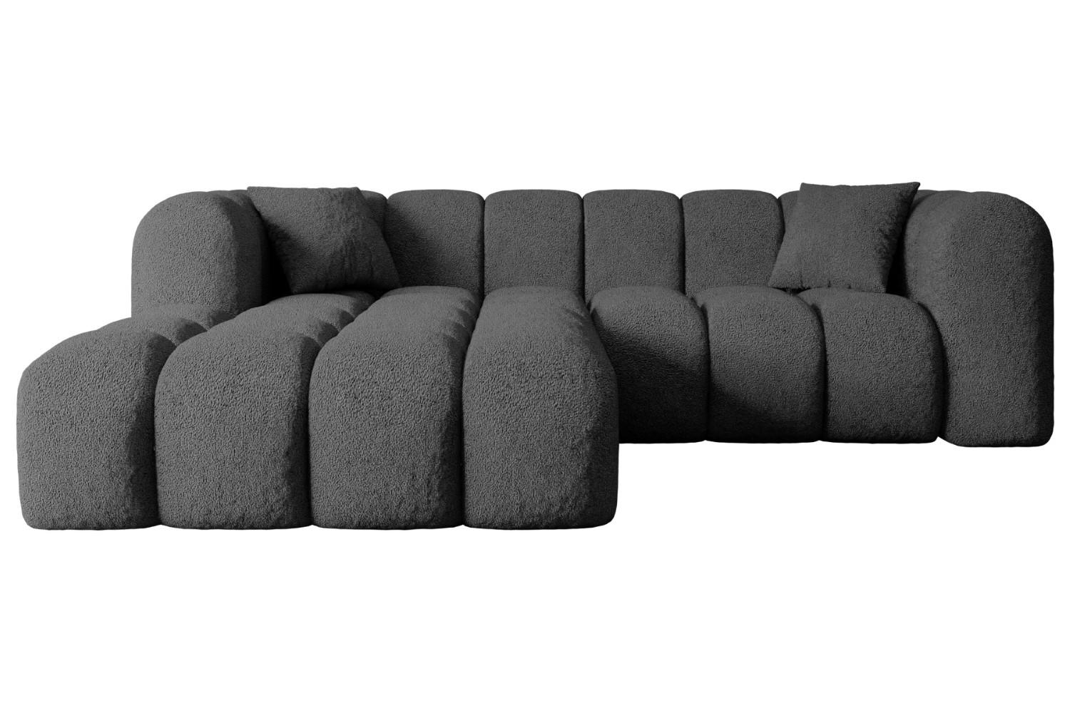 ECKSOFA Ottomane Links OLEA-L1 - 231x173x74 cm Grau Bouclé - Schwarz/Grau, Holzwerkstoff/Kunststoff (190/242cm) - ALTDECOR
