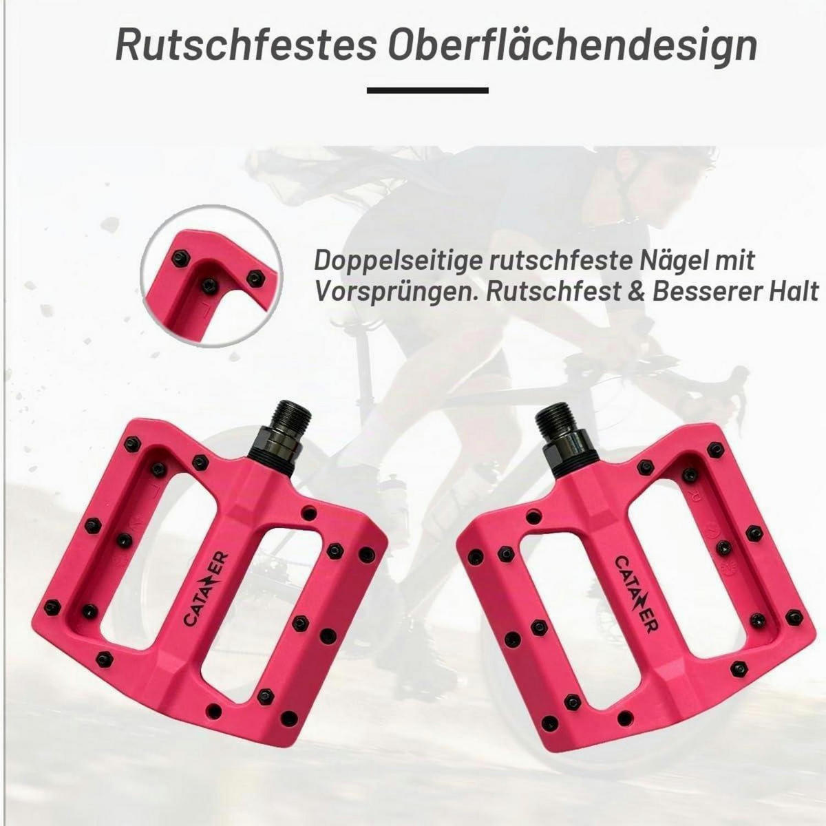 FAHRRADPEDALE Nylonfaser Pink 1 Paar - Pink, Kunststoff (10.7/1.8/12.4cm)
