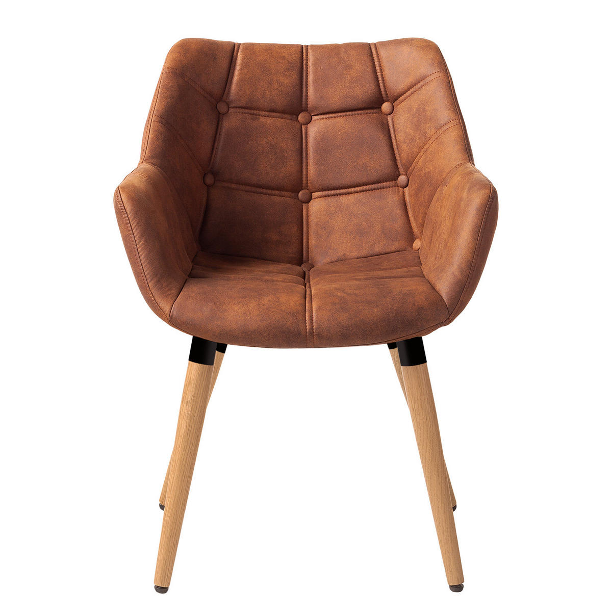 ARMLEHNENSTUHL - Eiche massiv - Cognac, Textil (61/83/60cm) - home24