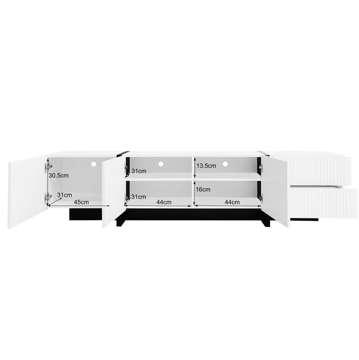 TV-SCHRANK 190/35/45 cm schwarz/weiß MDF mit 3 Türen und 2 Schubladen - Schwarz/Weiß, Holzwerkstoff (190/45/35cm) - OKWISH