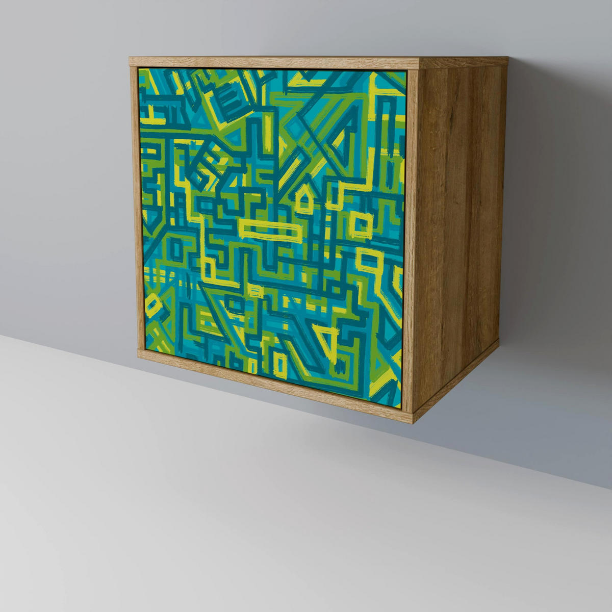 SIDEBOARD NOSTALGIC MEMORIES, Eichefarben, 57,5x42x75,5 cm, Goldfarbene Metallfüße - Eichefarben/Goldfarben, Holzwerkstoff/Metall (57.5/75.5/42cm) - SpaceRebels