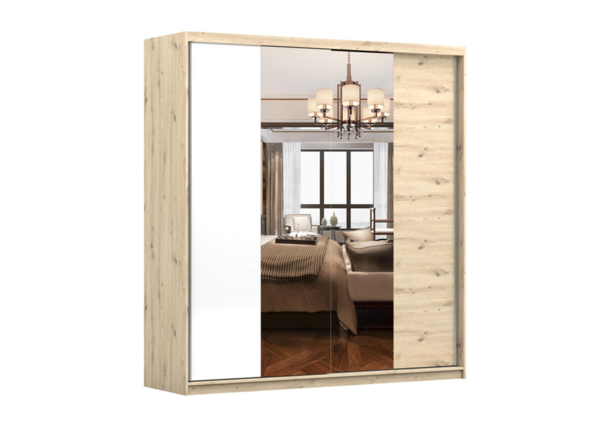 SCHIEBETÜRENSCHRANK - Schrank MARSYLIO - Eiche Artisan, Holzwerkstoff (203/218/61cm) - Möblo