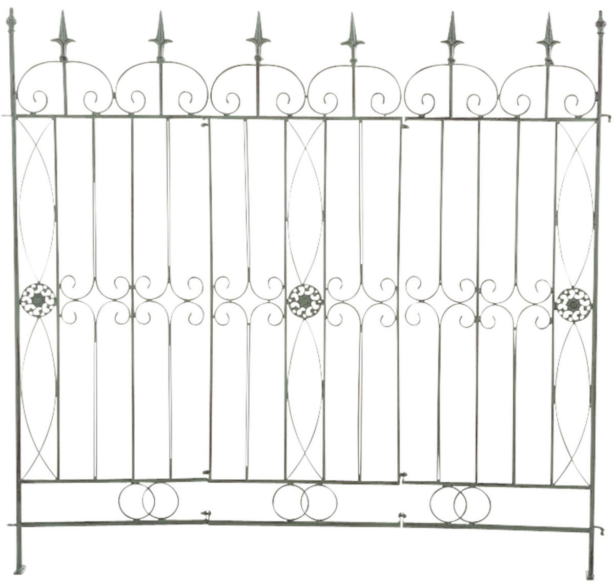 GARTENZAUN 4er Set Metall antik-grün - Grün, Metall (124/116cm) - CLP