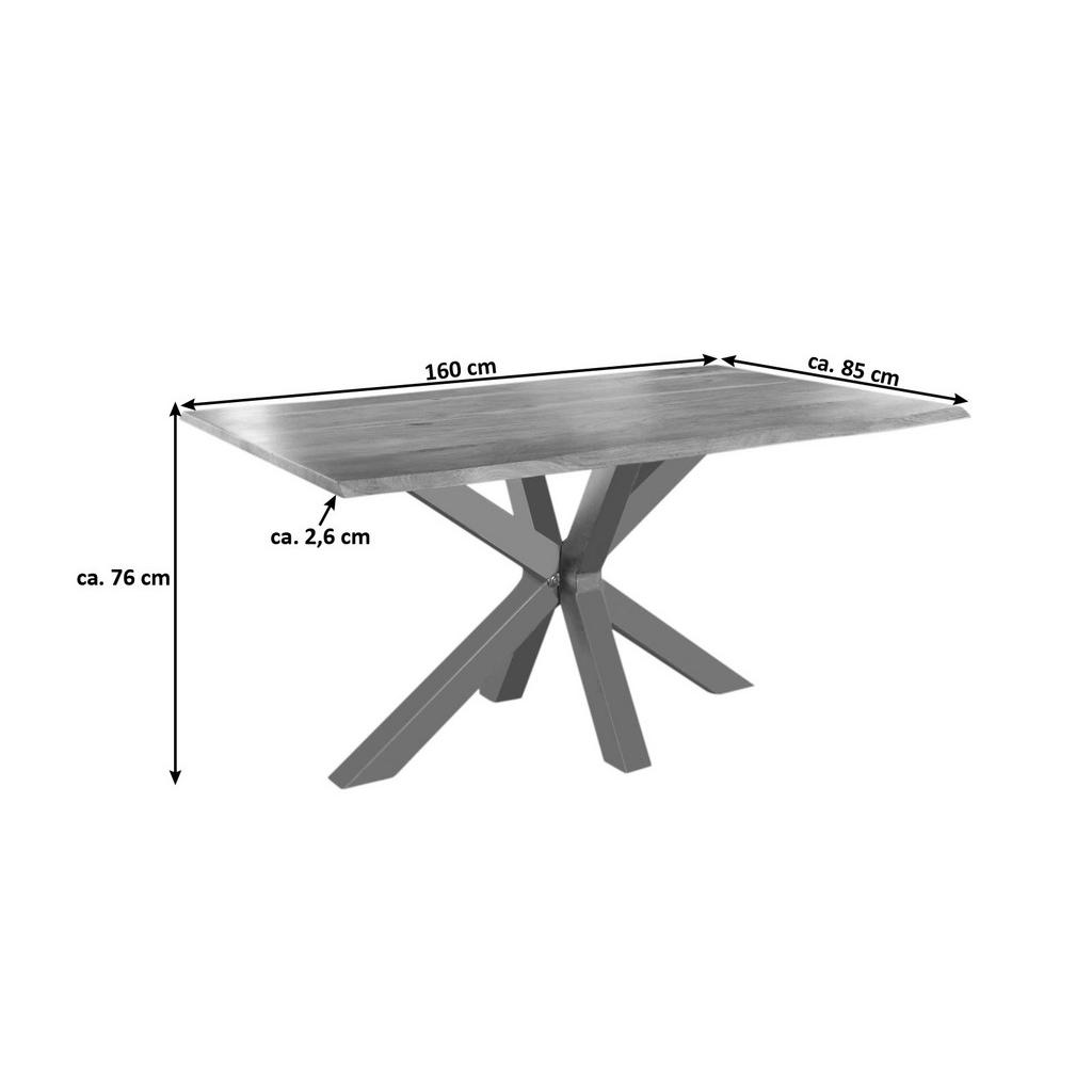 Thumbnail - SAM Esstisch, Holz, Echtholz,Akazie, Rechteckig,Quadratisch, Sternfuß, 160x76x85 cm, Esszimmer, Tische, Esstische
