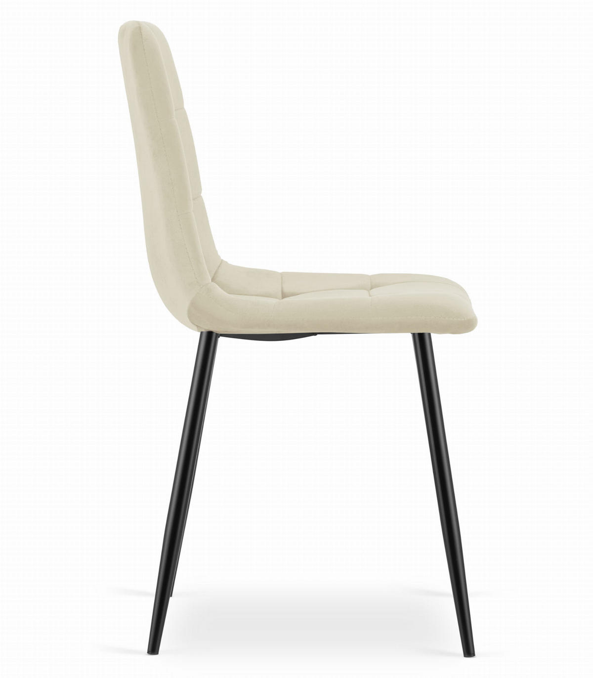 STUHL CETARA 4-er Set, Beige, Schwarz, mit Samtstoff gepolstert - Beige, Textil/Metall (45/87/51cm) - Komodee