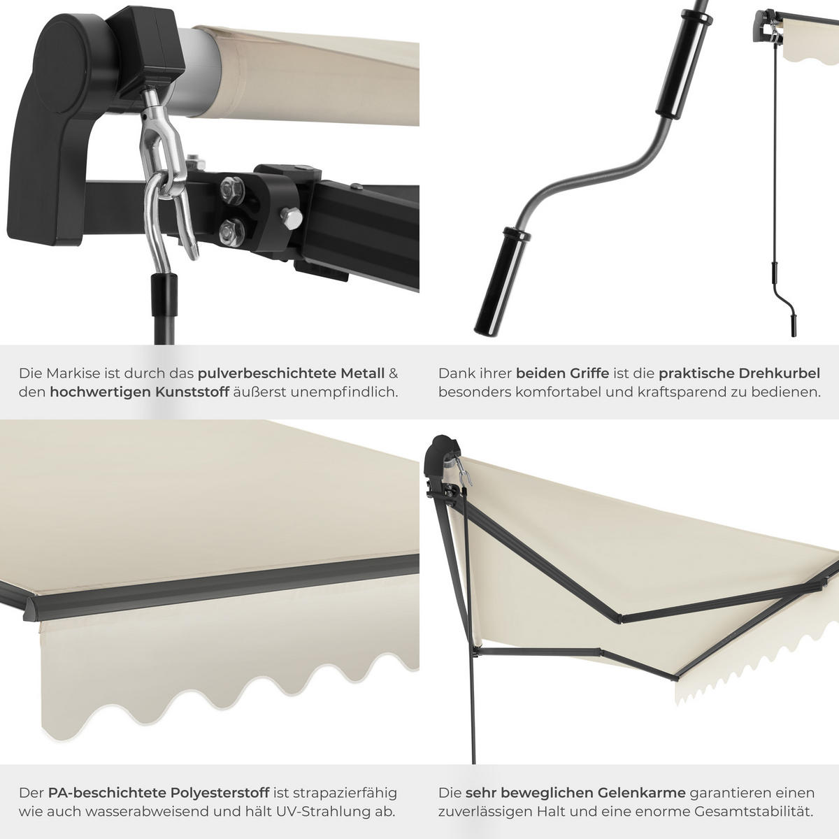 GELENKARMMARKISE Ornella,inkl. Wandhalterung,beige - Beige, Kunststoff (250/41/200cm) - tectake