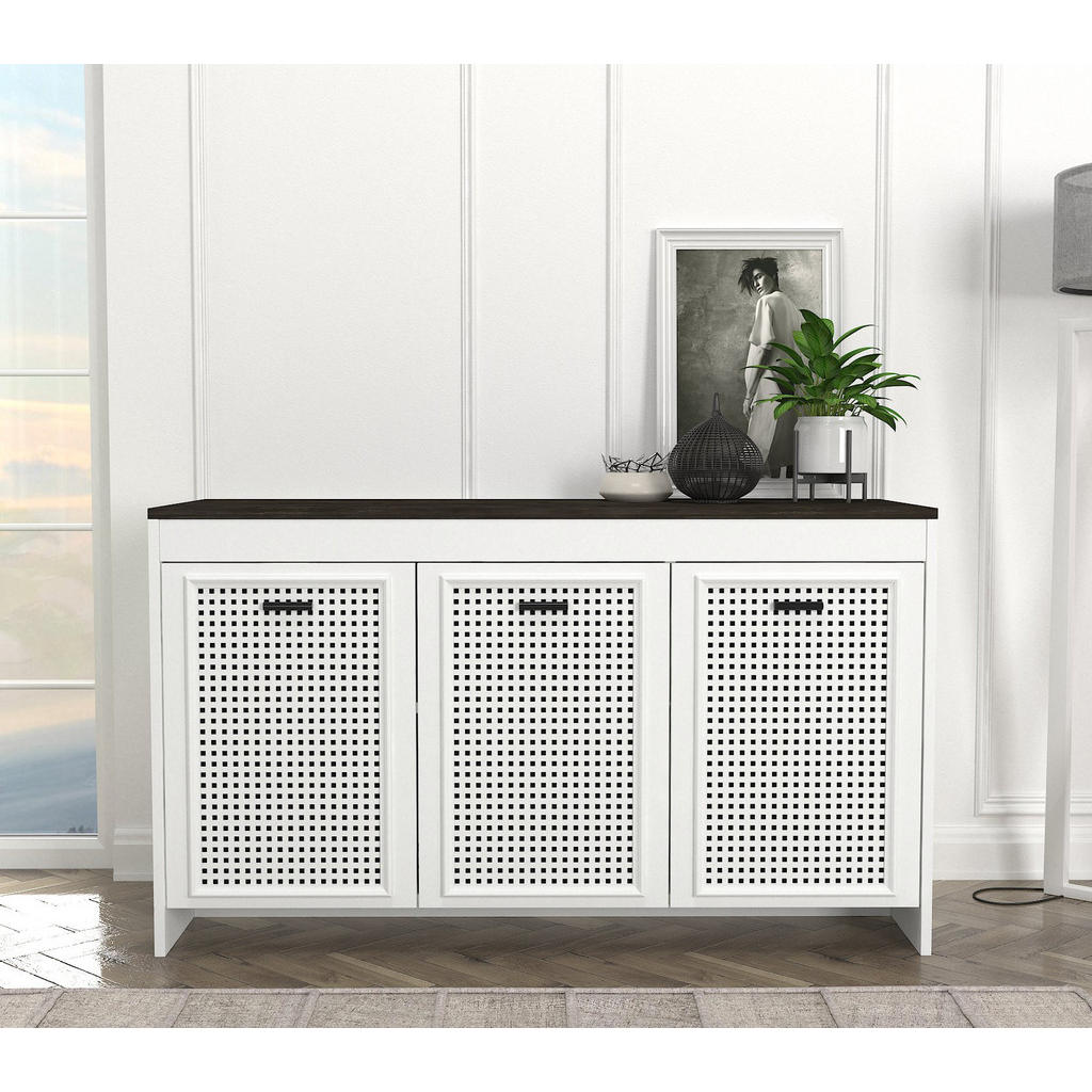 Thumbnail - moebel17 Sideboard, Weiß, Holzwerkstoff, Holz Optik, Kariert, Rechteckig, 120x75x45 cm, Wohnzimmer, Kommoden & Sideboard...