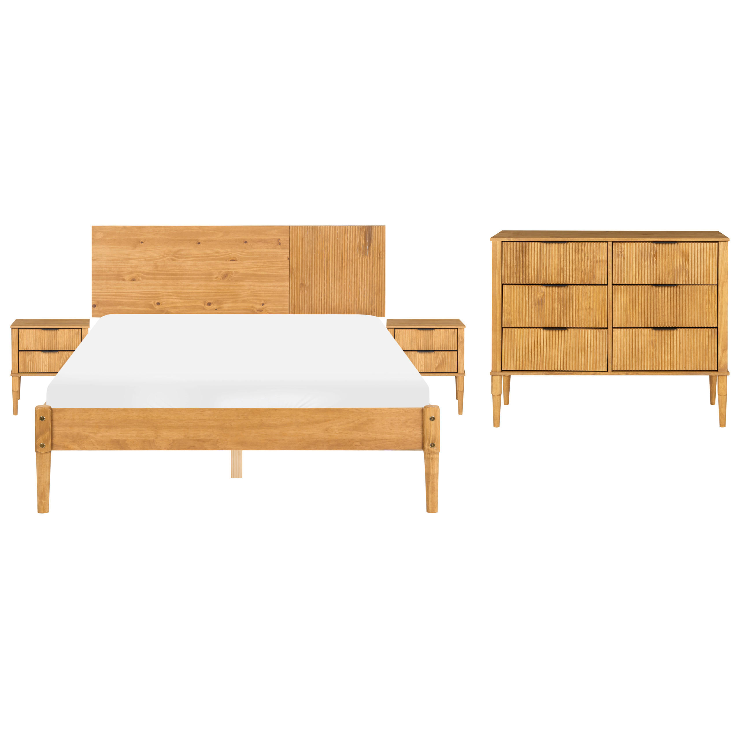 Beliani Schlafzimmer Hellbraun, Braun 140x200 cm