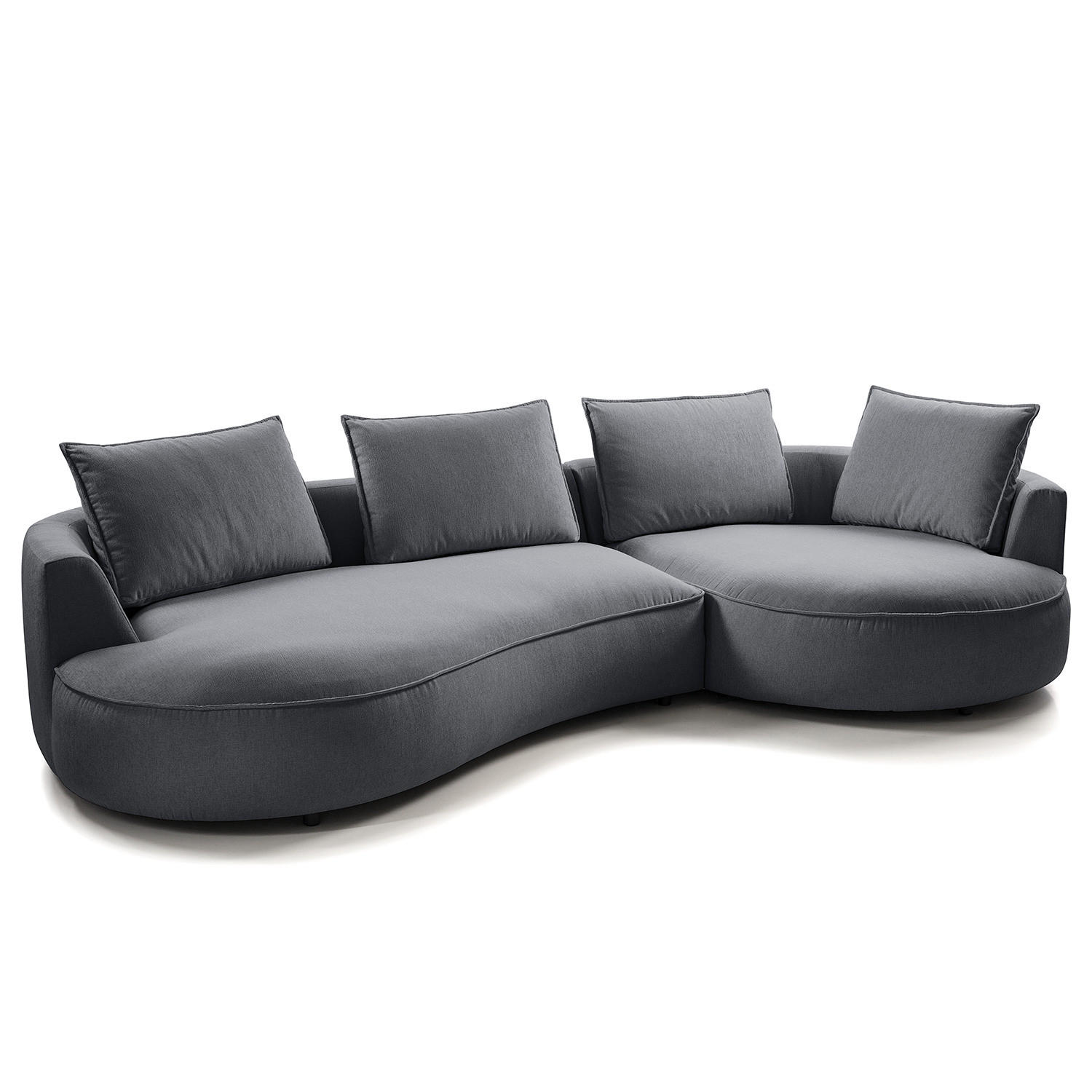 BIGSOFA - Grau, Kunststoff/Textil (322/82/154cm) - home24