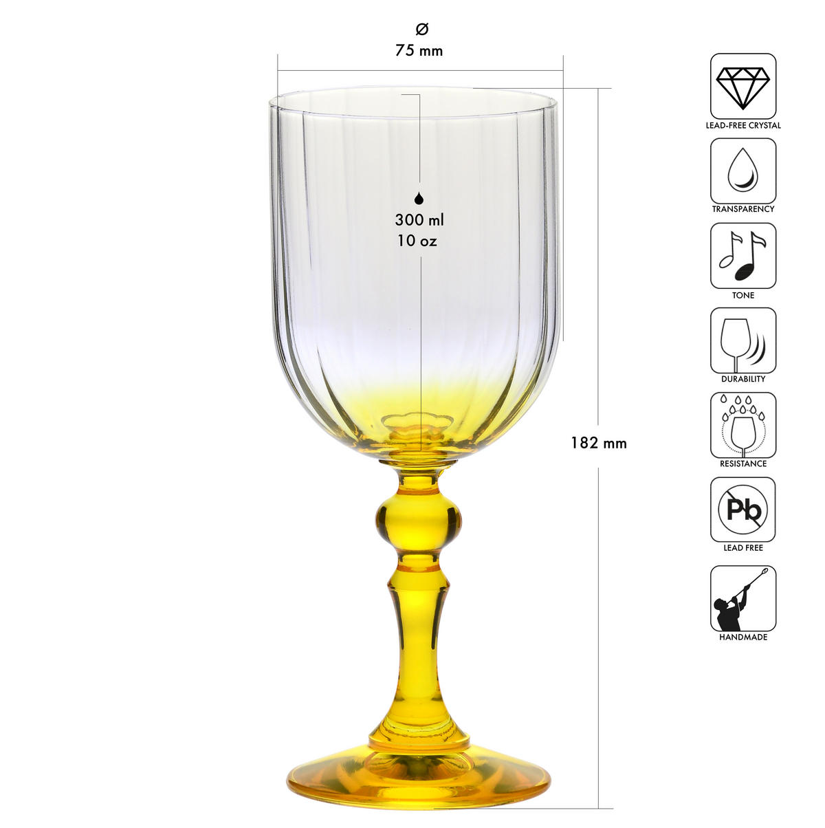WEINGLÄSER, 2er-Set, 300 ml - Gelb, Glas (0.3L) - Krosno Glass