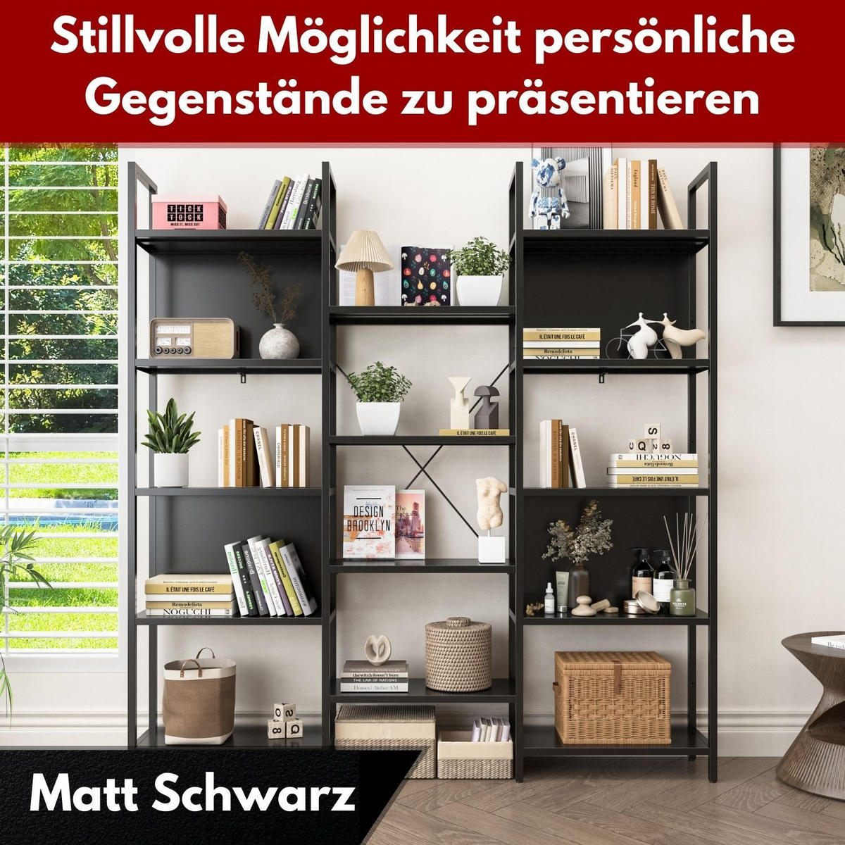 REGALWAND CHICAGO Metall Schwarz 158/24/166 cm - Schwarz, Metall (24/166/158cm) - Coemo