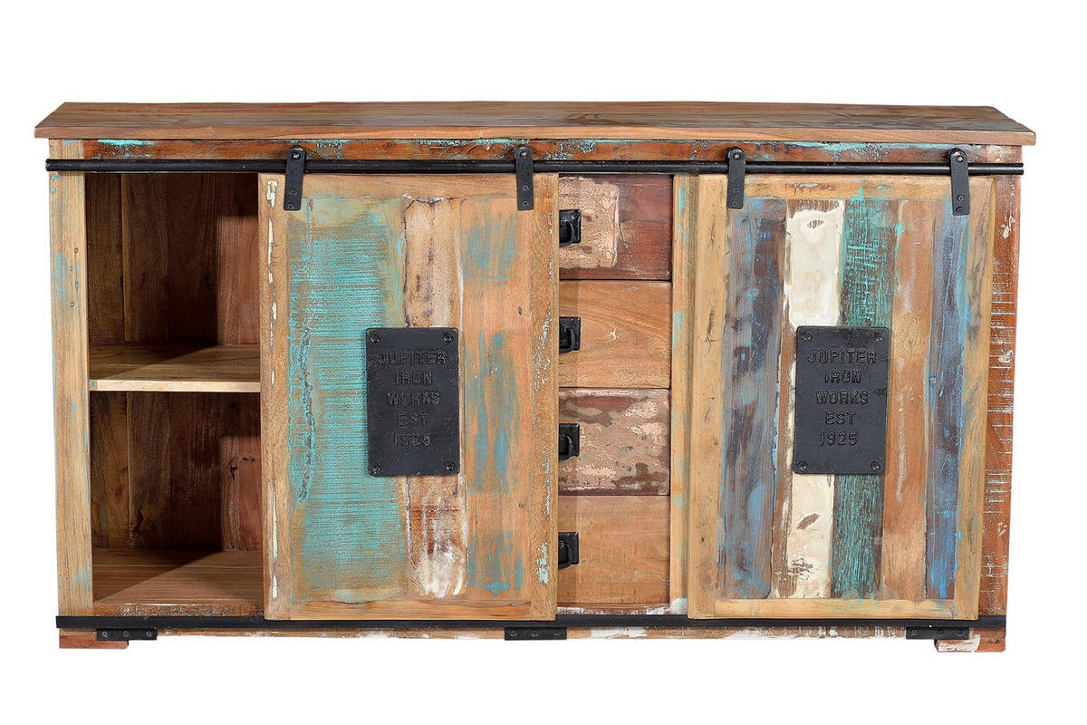 SIDEBOARD aus recyceltem Holz - Chromfarben, Holz (38/81/150cm) - Giner y Colomer