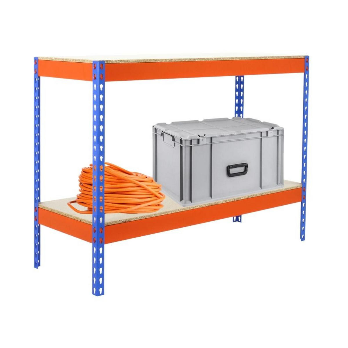 SCHWERLASTREGAL MINI WOOD YETI TWO | HxBxT 90x150x60cm | Fachlast 400kg | Blau-Orange - Gelb, Metall (150/90/60cm) - PROREGAL