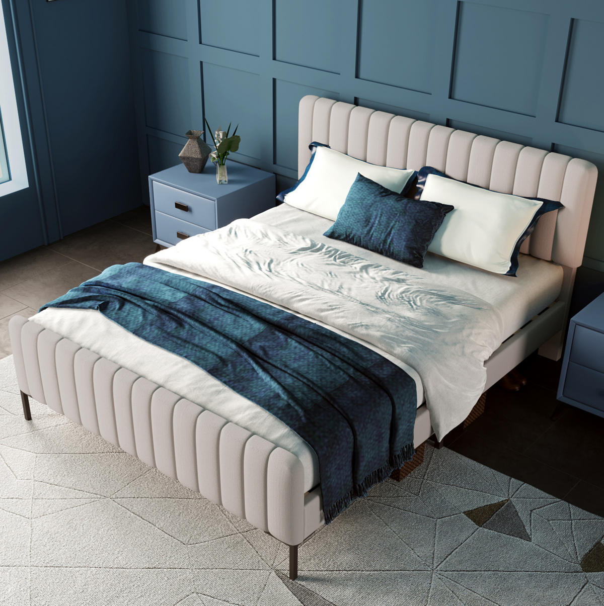 POLSTERBETT 160/200 cm in Grau-Beige mit verstellbarem Kopfteil und Lattenrost - Grau, Textil (160/200cm) - Flora Grace