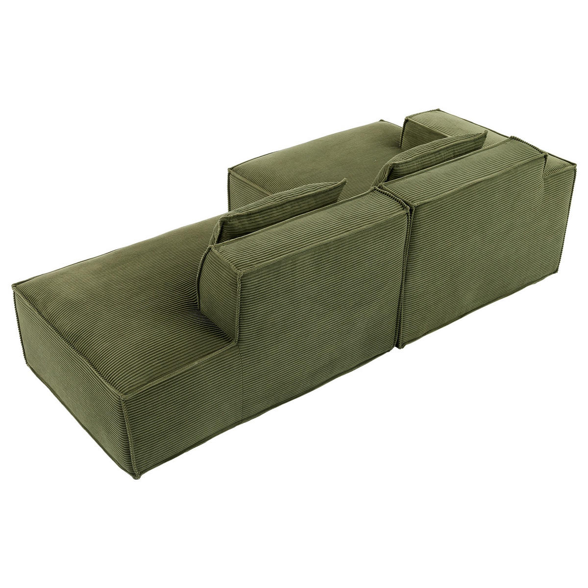 ECKSCHLAFSOFA L-/U-/2-er Sofa mit Schlaffunktion,Modulsofa,Cord,Hellgrün - Hellgrün, Textil (129/233cm) - LVHOM