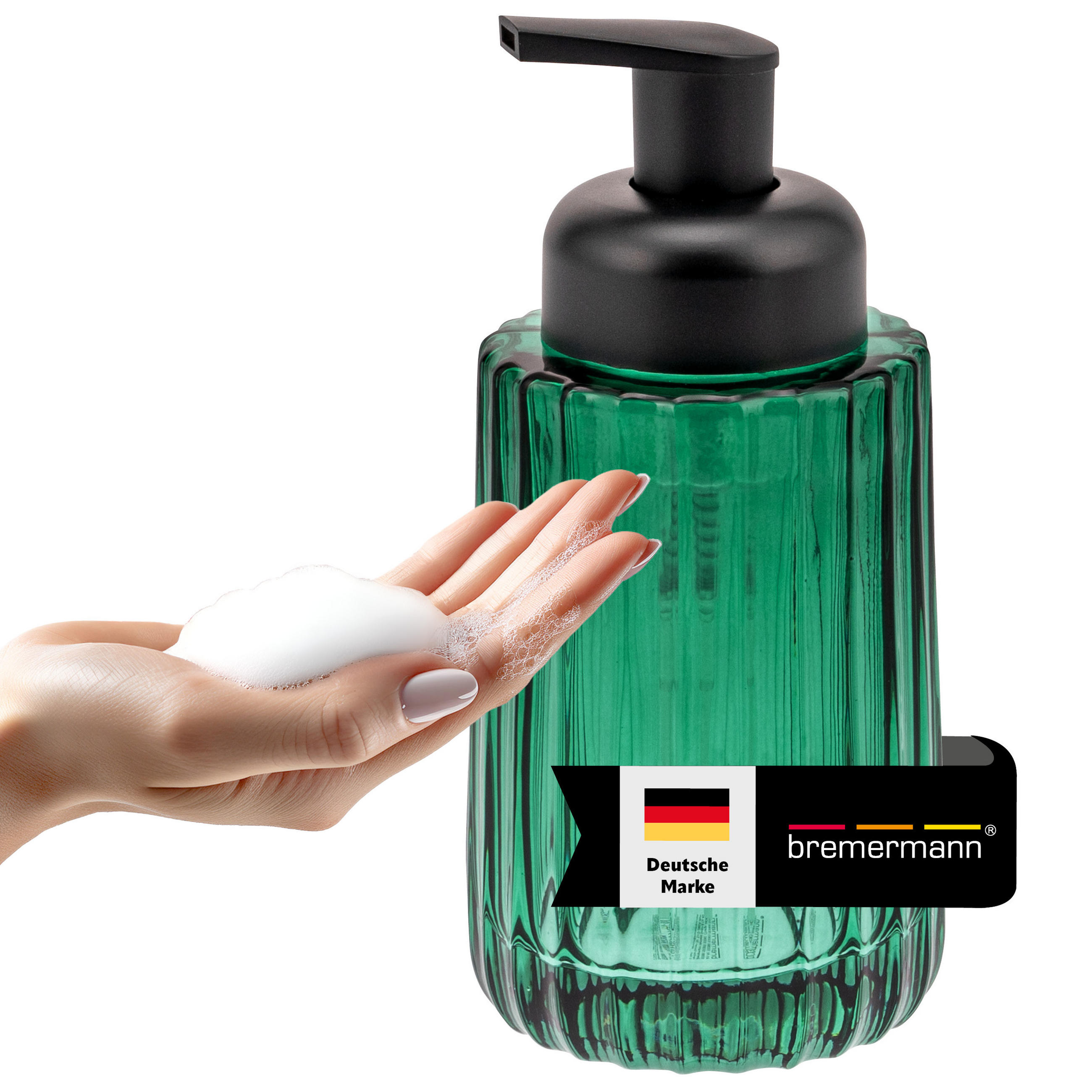 SEIFENSPENDER, grün - Grün, Glas (7.5/17/7.5cm) - bremermann