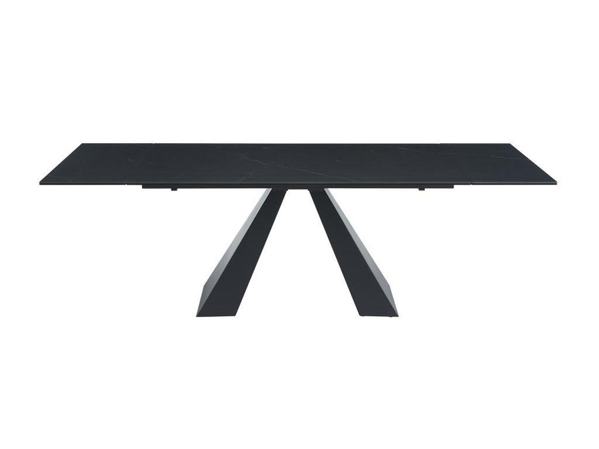ESSTISCH ausziehbar - 6 bis 10 Personen - Sicherheitsglas, Keramik & Metall - Marmor-Optik Schwarz - LOZIPA - Schwarz, Glas (240/90/76cm) - Vente-Unique