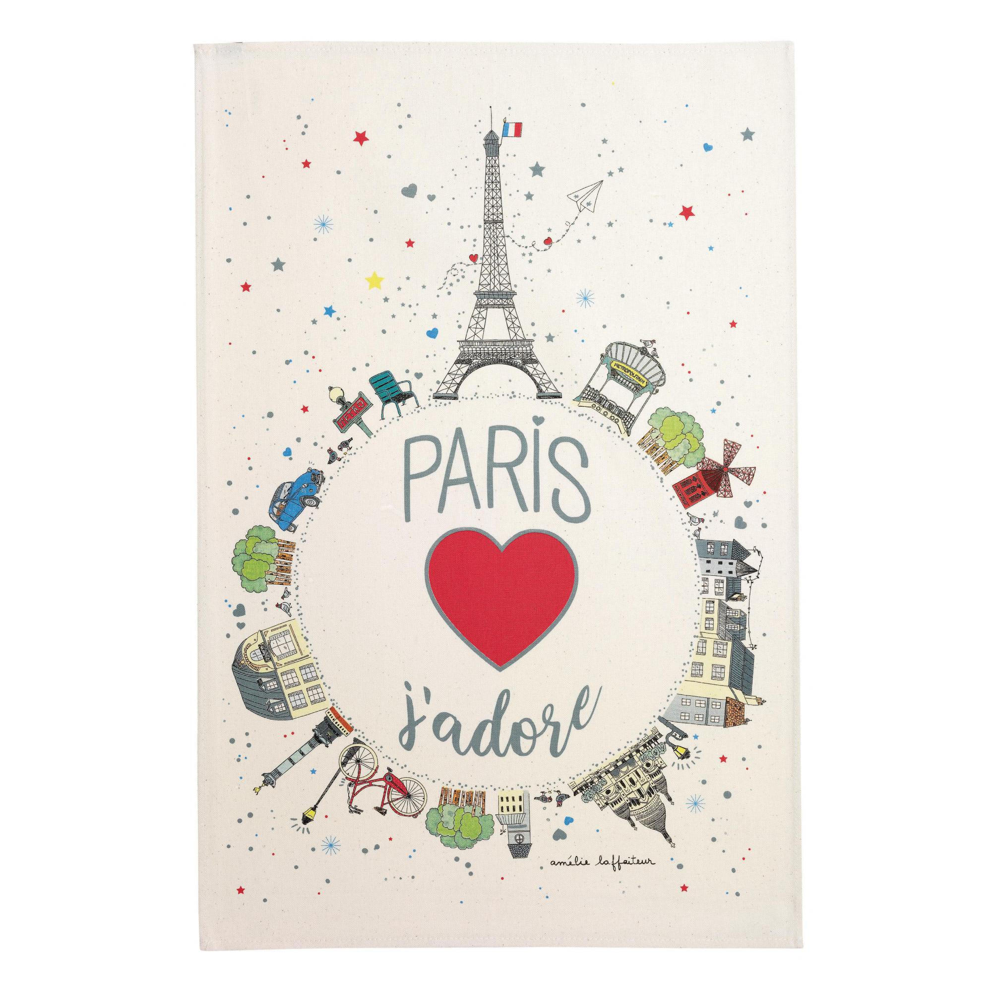 GESCHIRRTUCH Planète Paris ekrü 48 x 72 cm - Weiß, Textil (48/72cm) - Winkler