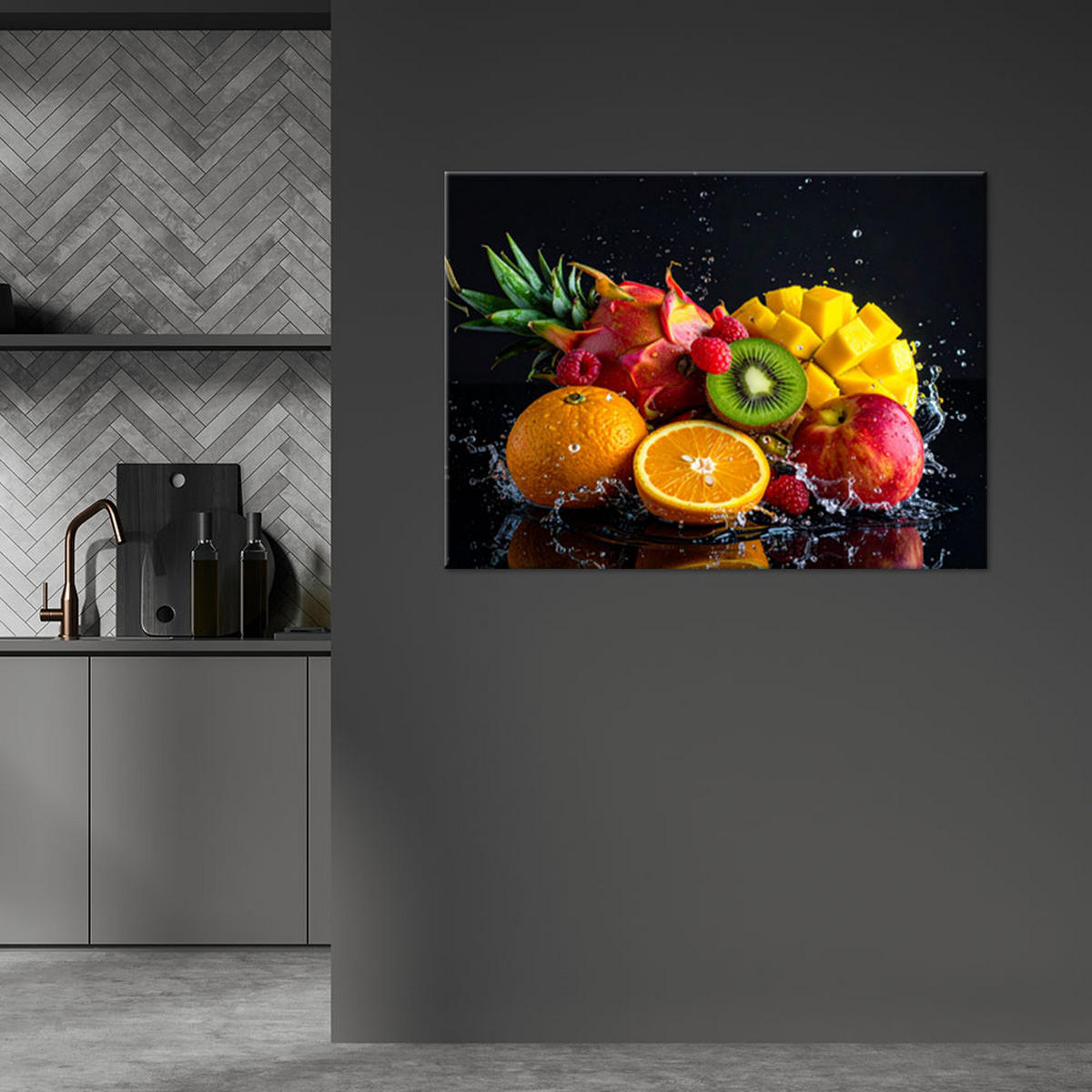 BILD auf Leinwand, Bunte exotische Früchte - Multicolor, Textil (60/40cm) - Feeby