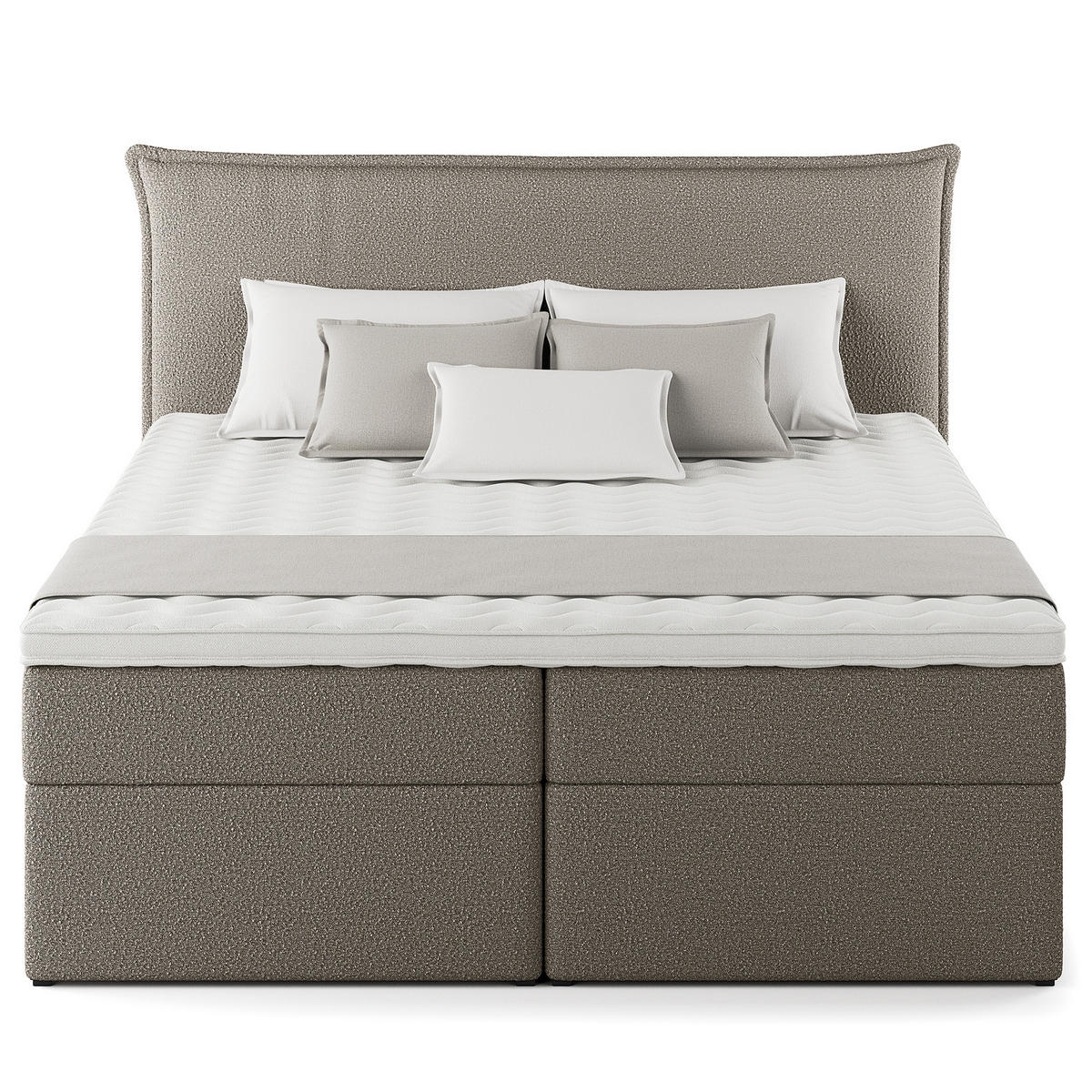 BOXBETT mit Stauraum - Bouclé - Grau, Holzwerkstoff/Textil (180/200cm) - home24