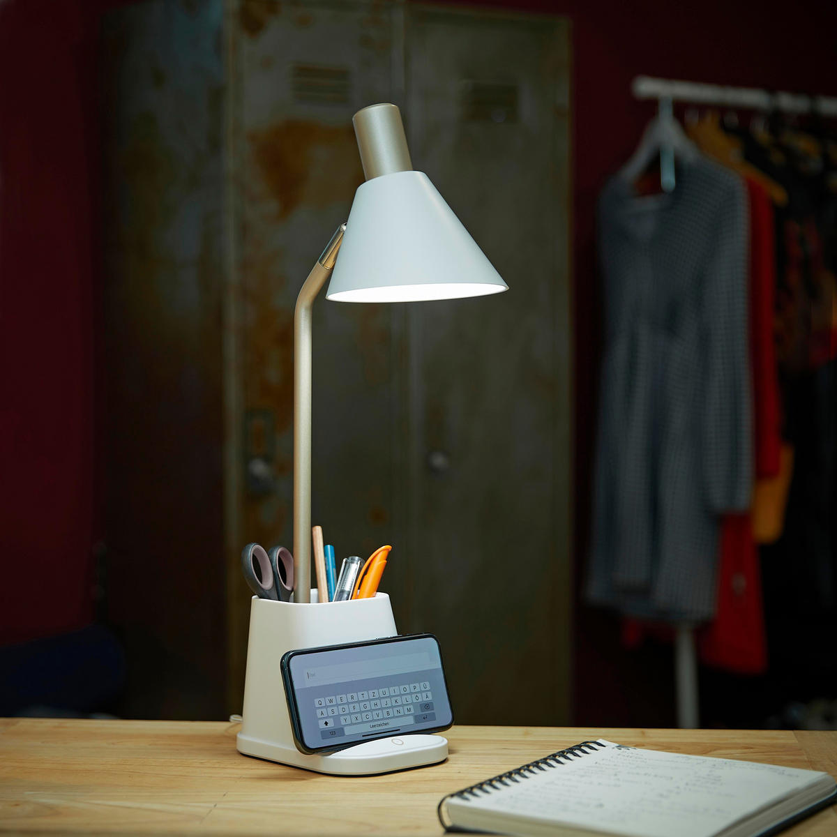 LED-SCHREIBTISCHLAMPE - dimmbar mit Wireless Charging und einstellbarer Farbtemperatur für modernes Arbeiten - Weiß, Kunststoff (17.7/10.2/40.4cm) - Northpoint