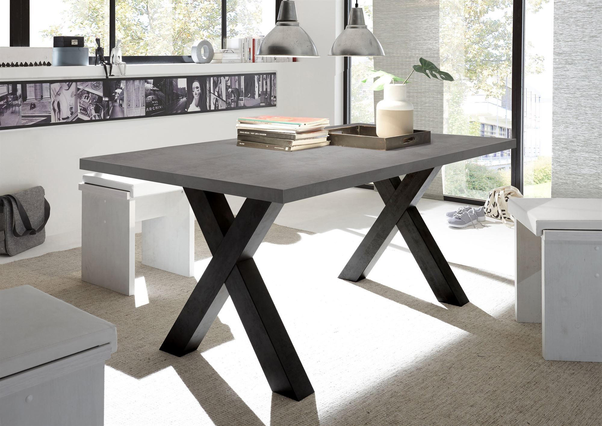 ESSZIMMERTISCH Eike 8 180 x 90 x 75 Esstisch Schwarzstahl/Graphit - Braun, Holz (180/90/75cm) - 58aufmkessel