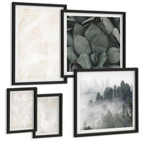 BILDER SET 5er Set - 50x50 cm & 20x30 cm & 40x60 cm Schwarzer Rahmen - Steinpastellmarmor - Schwarz, Kunststoff (40/60cm) - TULUP
