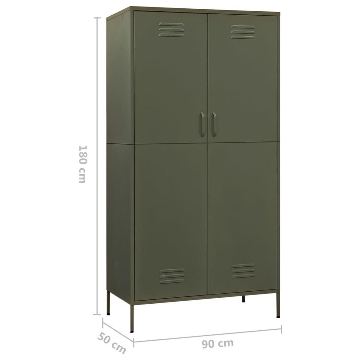 KLEIDERSCHRANK 2-Türig mit 4 verstellbaren Fächern 90/50/180 cm aus Stahl Olivgrün - Olivgrün, Metall (90/180/50cm) - vidaXL