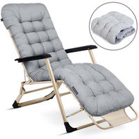GARTEN-RELAXSESSEL Klappbarer mit Kissen, Hellgrau - Hellgrau, Metall (60/102/110cm)