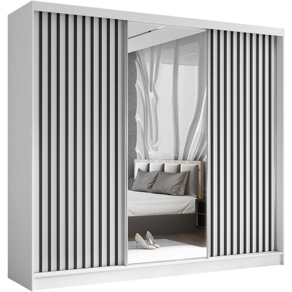 SCHWEBETÜRENSCHRANK Helix 240/216/61 weiß+schwarz - Schwarz/Weiß, Holzwerkstoff (240/216/61cm) - Beautysofa