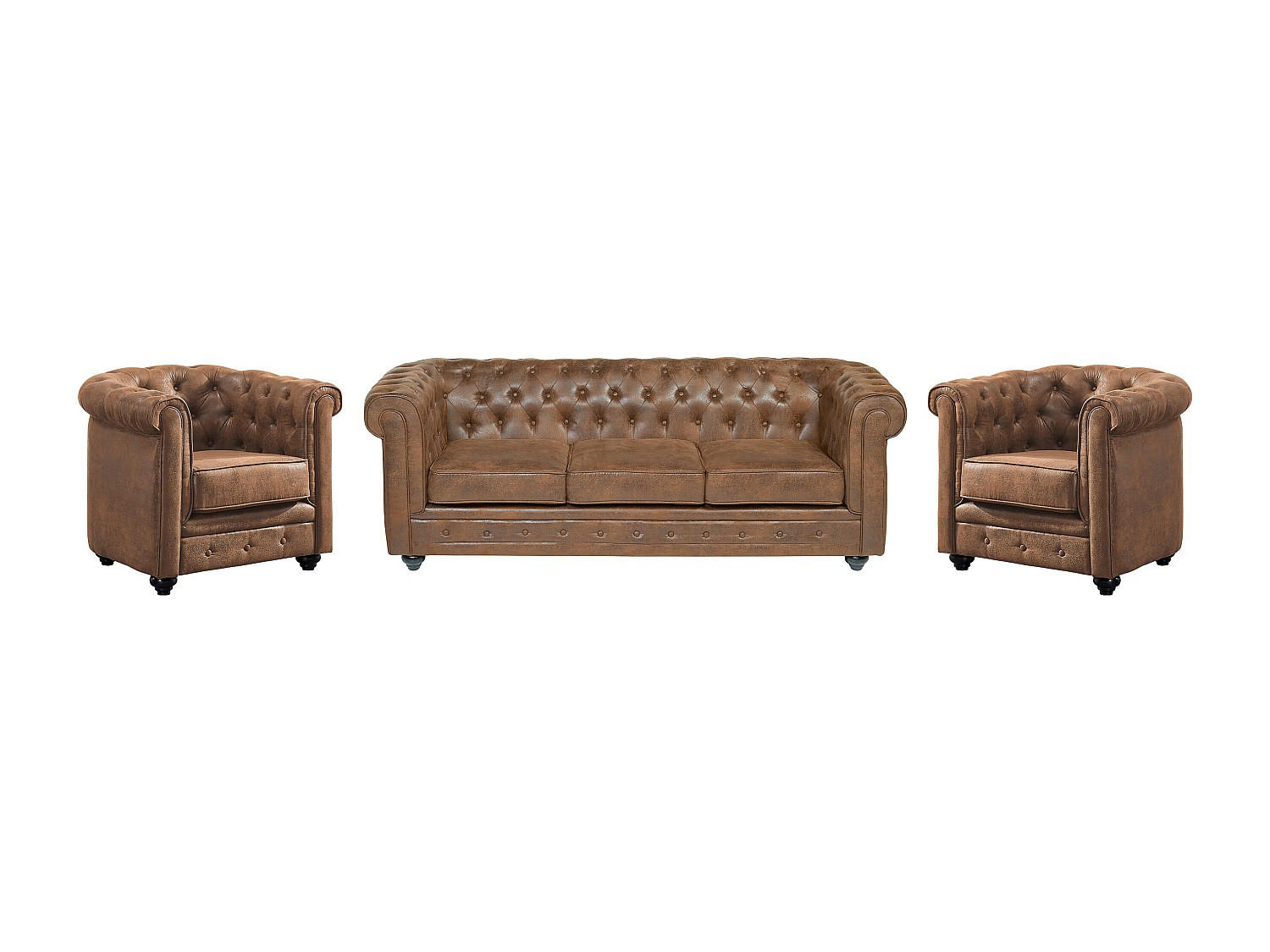 SOFAGARNITUR ohne Schlaffunktion - 5 Personen - Stoff, Stoff - Braun - - Braun, Textil (205/72/78cm) - Vente-Unique