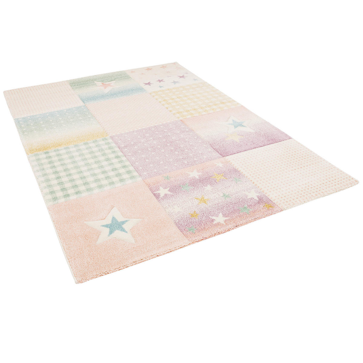 KINDER TEPPICH MAUI KIDS KARO STARS - Rosa, Textil (120/170cm) - Pergamon