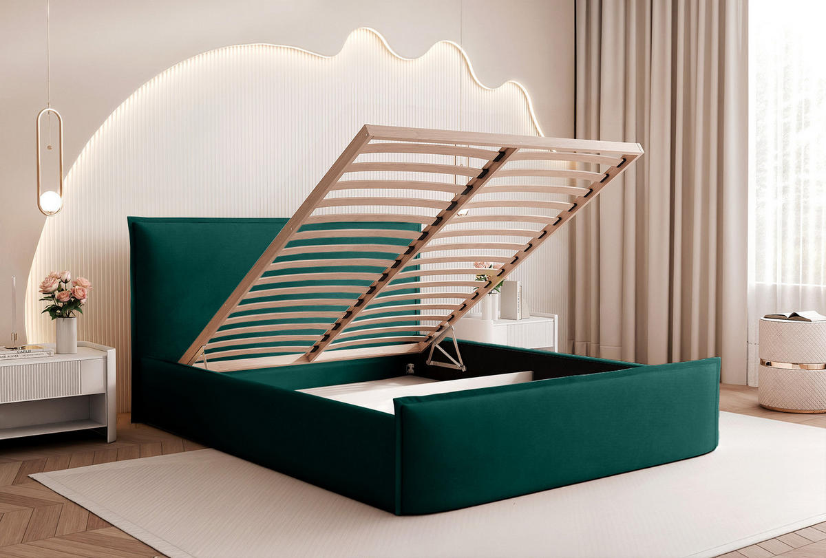 POLSTERBETT ALLBION 160x200 cm, Grün - Grün, Textil (200/160cm) - Fedve