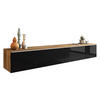 TV-LOWBOARD D180 mit weißer LED Beleuchtung - Schwarz Hochglanz/Silberfarben, Holzwerkstoff/Kunststoff (180/30/33cm) - MIRJAN24