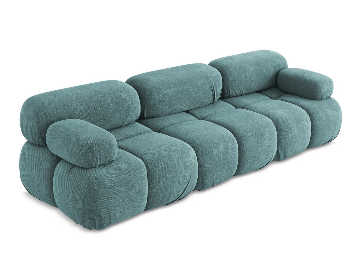 3-SITZER SOFA Chenille Stoff Blau - Blau/Beige, Kunststoff/Textil (285/70/96cm) - Makamii