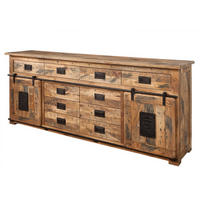 SIDEBOARD Mango 200x45x90 natur lackiert RAILWAY #122 - Braun, Holzwerkstoff (200/90/45cm) - Massivmoebel24